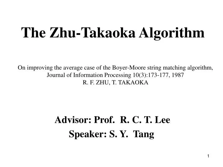 the zhu takaoka algorithm