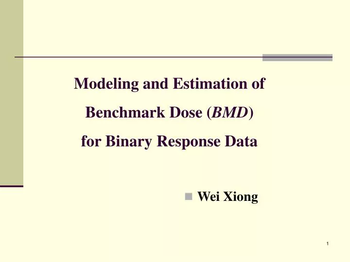 modeling and estimation of benchmark dose bmd for binary response data