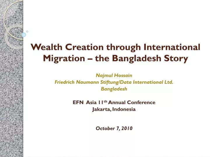 wealth creation through international migration the bangladesh story
