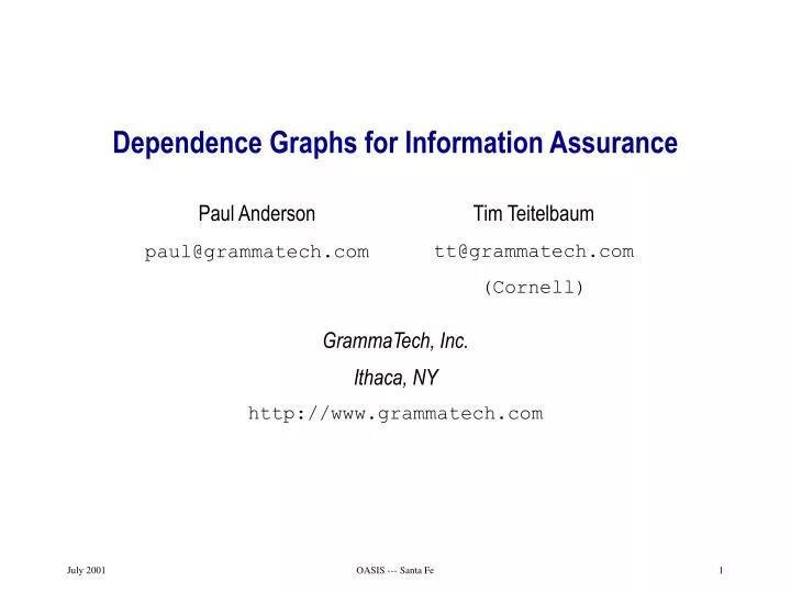 dependence graphs for information assurance