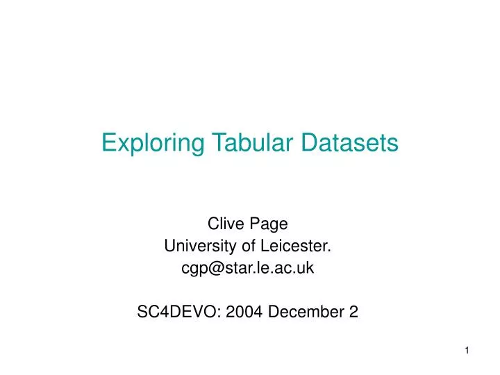 exploring tabular datasets