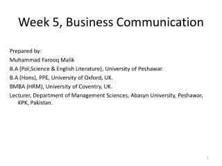 Week 5, Business Communication
