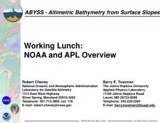 Working Lunch: NOAA and APL Overview