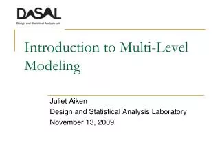 Introduction to Multi-Level Modeling