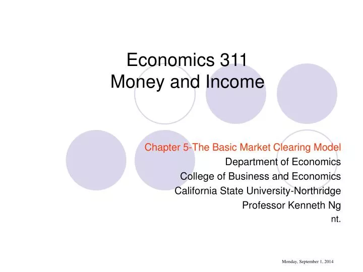 economics 311 money and income