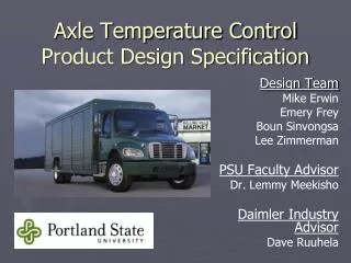 Axle Temperature Control Product Design Specification