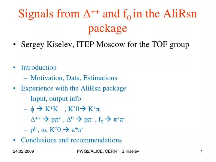 signals from and f 0 in the alirsn package