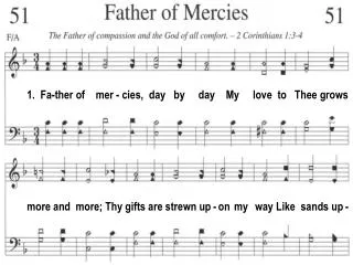 1. Fa-ther of mer - cies, day by day My love to Thee grows