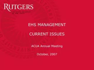 EHS MANAGEMENT CURRENT ISSUES