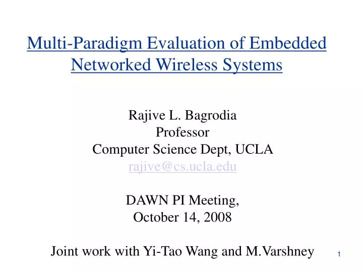 multi paradigm evaluation of embedded networked wireless systems