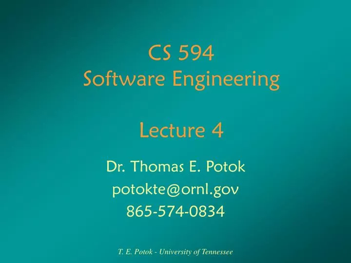 cs 594 software engineering lecture 4