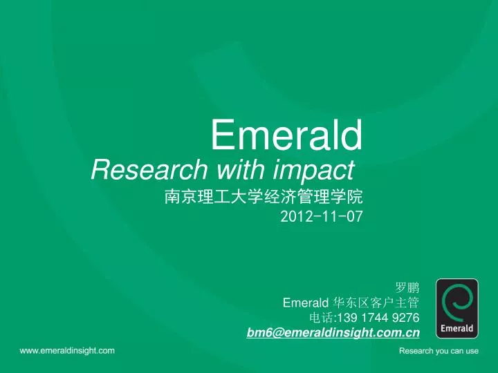 emerald research with impact