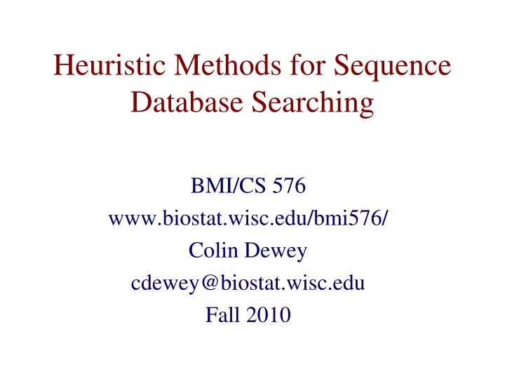 heuristic methods for sequence database searching