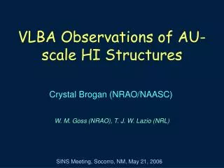 VLBA Observations of AU-scale HI Structures