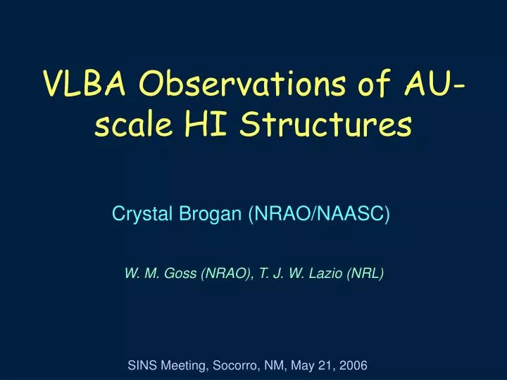 vlba observations of au scale hi structures