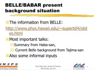 BELLE/BABAR present background situation