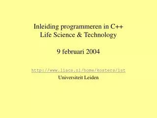 inleiding programmeren in c life science technology 9 februari 2004