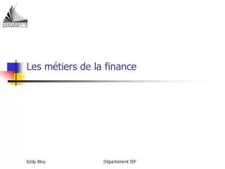 les m tiers de la finance
