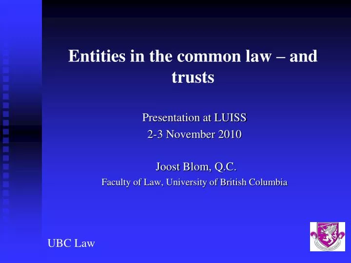 entities in the common law and trusts