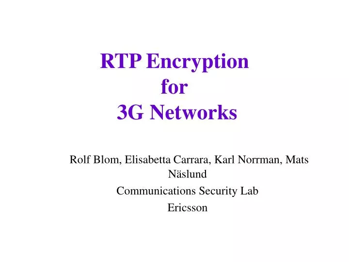 rtp encryption for 3g networks