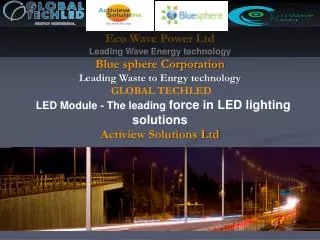 Eco Wave Power Ltd Leading Wave Energy technology Blue sphere Corporation