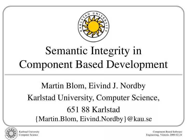 semantic integrity in component based development
