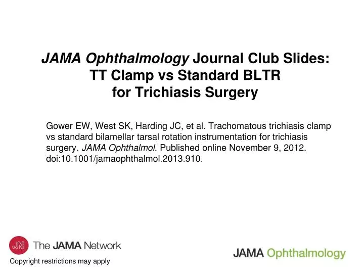 jama ophthalmology journal club slides tt clamp vs standard bltr for trichiasis surgery