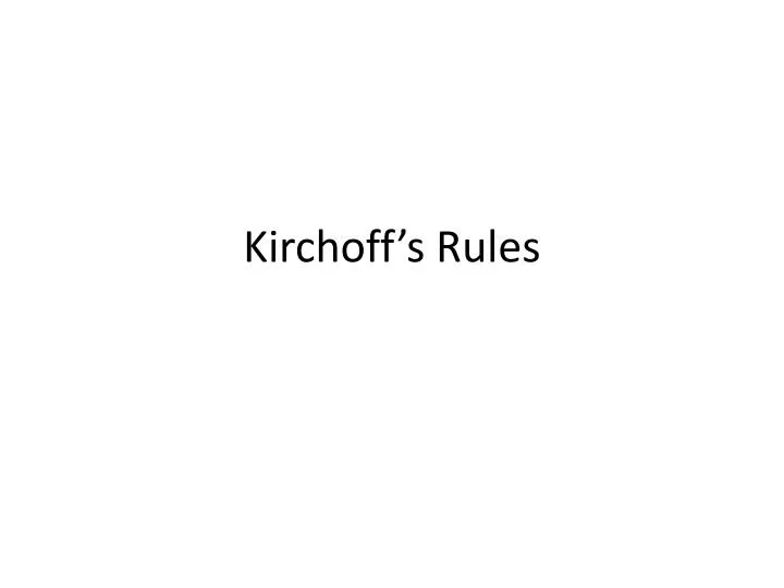 kirchoff s rules