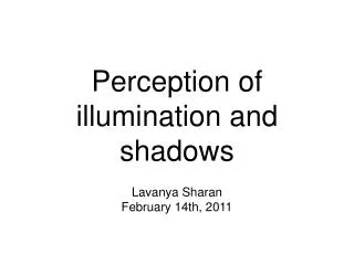 Perception of illumination and shadows