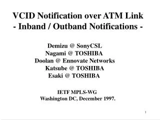 VCID Notification over ATM Link - Inband / Outband Notifications -