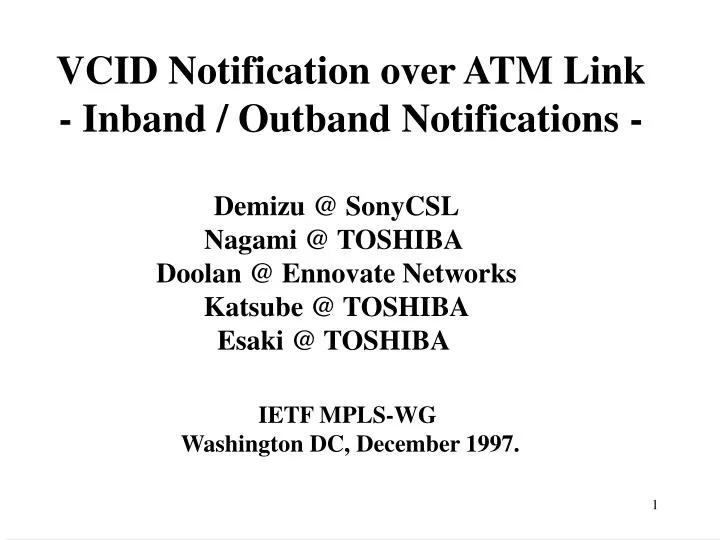 vcid notification over atm link inband outband notifications