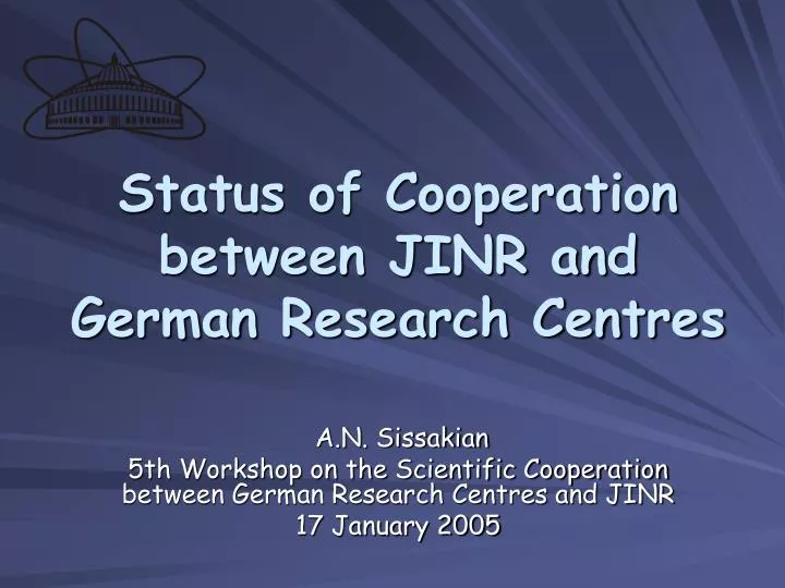 status of cooperation between jinr and german research centres