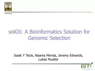 solGS: A Bioinformatics Solution for Genomic Selection