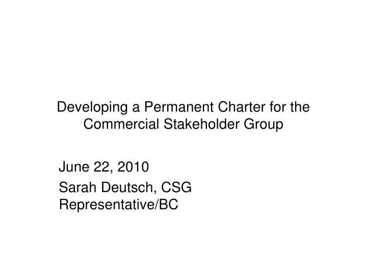 developing a permanent charter for the commercial stakeholder group