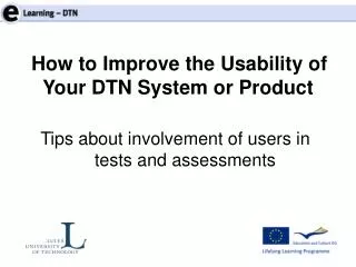Tips about involvement of users in tests and assessments