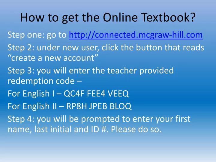 how to get the online textbook