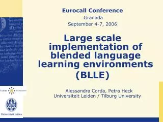 Eurocall Conference Granada September 4-7, 2006