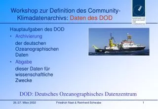 workshop zur definition des community klimadatenarchivs daten des dod