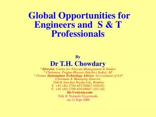 Global Opportunities for Engineers and S &amp; T Professionals