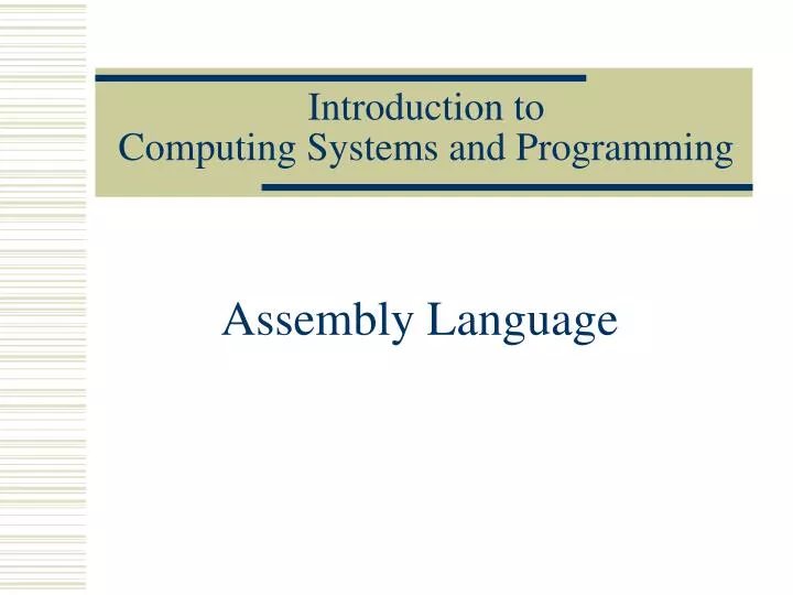introduction to computing systems and programming