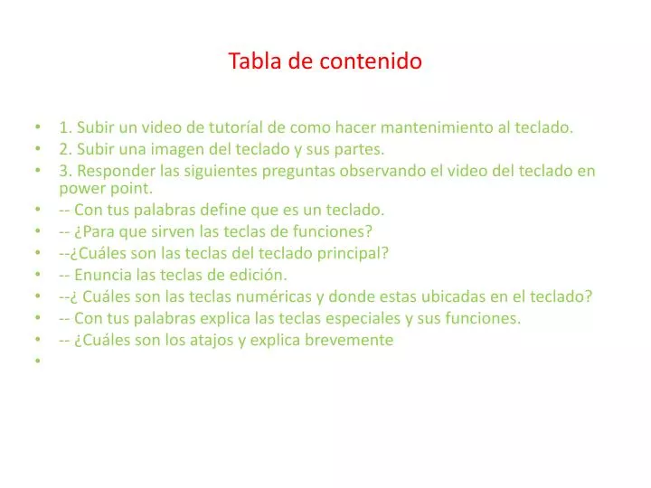 tabla de contenido