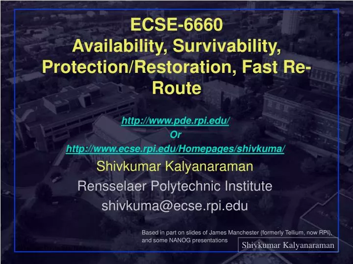 ecse 6660 availability survivability protection restoration fast re route