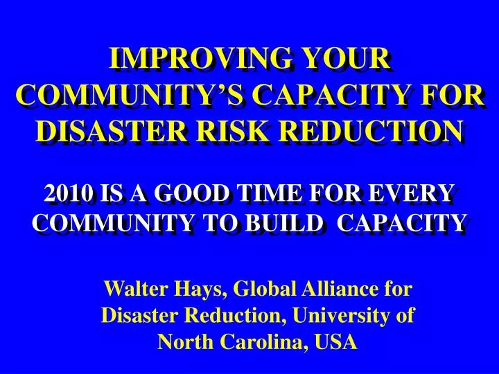 improving your community s capacity for disaster risk reduction