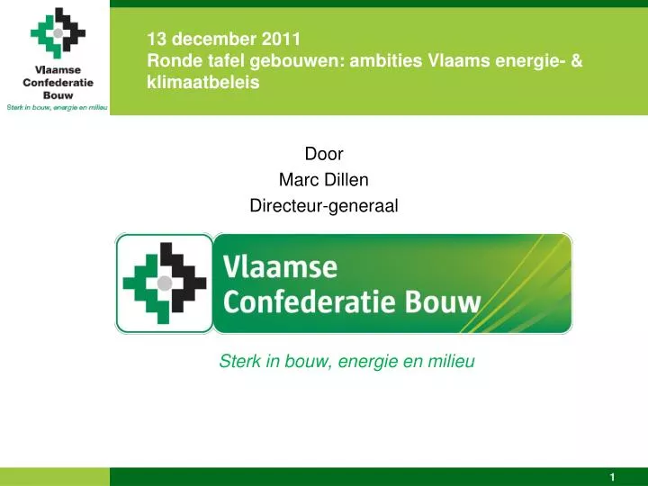 13 december 2011 ronde tafel gebouwen ambities vlaams energie klimaatbeleis