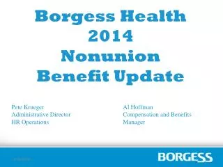 Borgess Health 2014 Nonunion Benefit Update