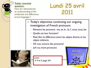 lundi 25 avril 2011