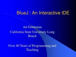 BlueJ : An Interactive IDE