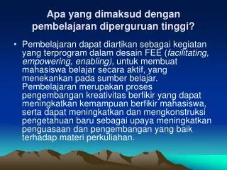 Apa yang dimaksud dengan pembelajaran diperguruan tinggi?