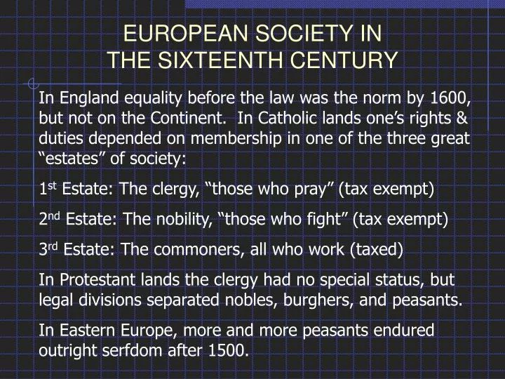 european society in the sixteenth century