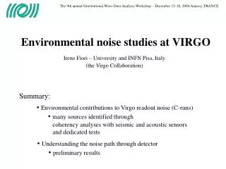 Environmental noise studies at VIRGO